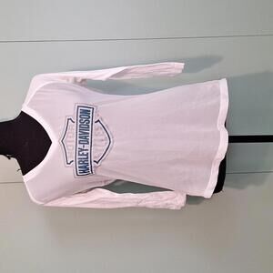 Harley Davidson White Three Quarter Sleeve Shirt Size Small